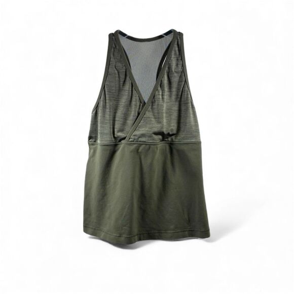 Lululemon Tank Top Mesh Back V Neck in Olive Green Size XS - Picture 1 of 8